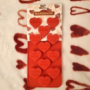 Bakeshop Valentine's Day Conversation Heart Candy Silicone Mold BNWT